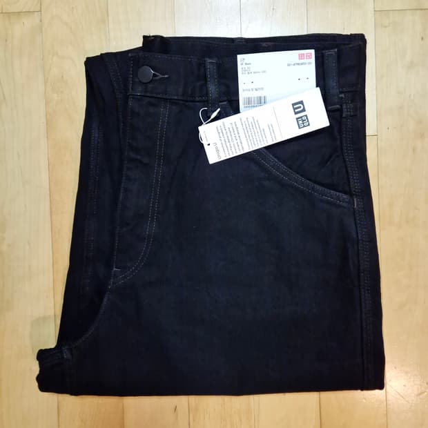 유니클로 U 와이드 데님 팬츠 블랙 33 새제품