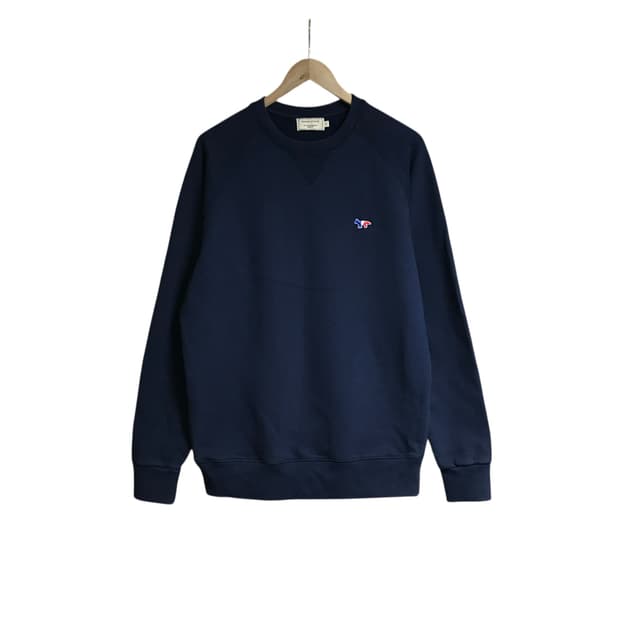 메종키츠네 국산 정품택 트리컬러 폭스 네이비 맨투맨