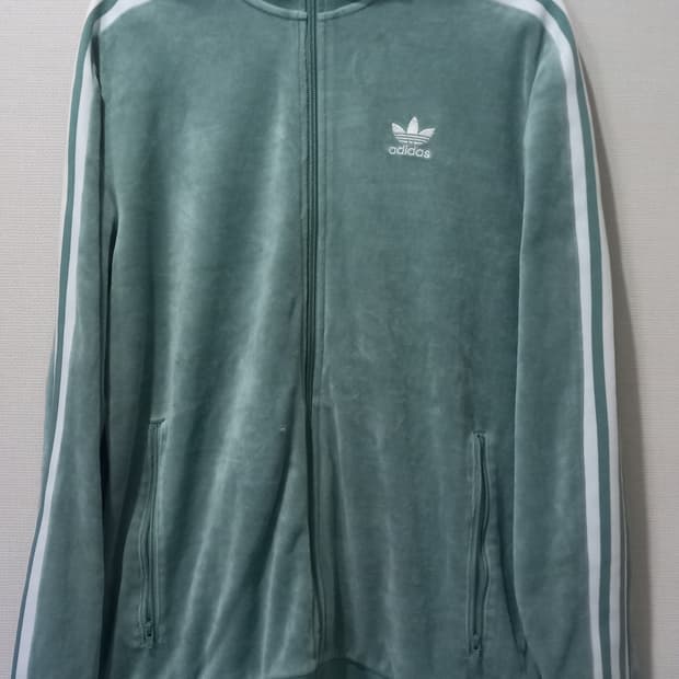 아디다스 벨벳 민트 스카이블루 트랙탑 저지 져지집업 95/M