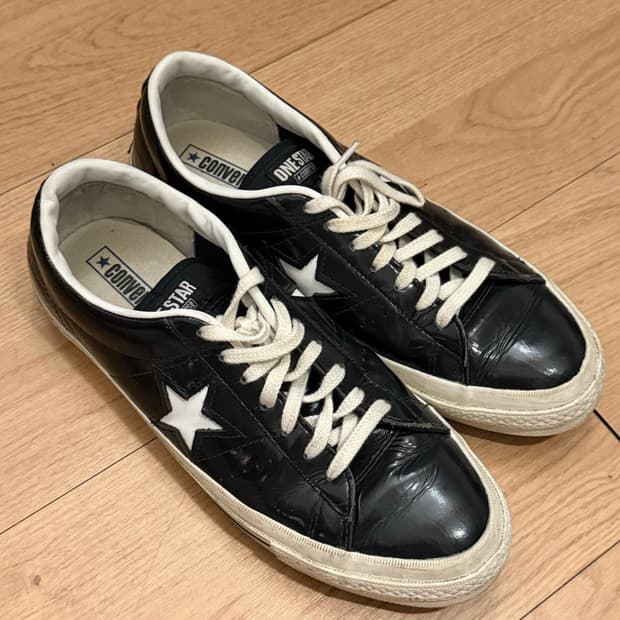 컨버스 원스타 블랙 레더 스니커즈 270