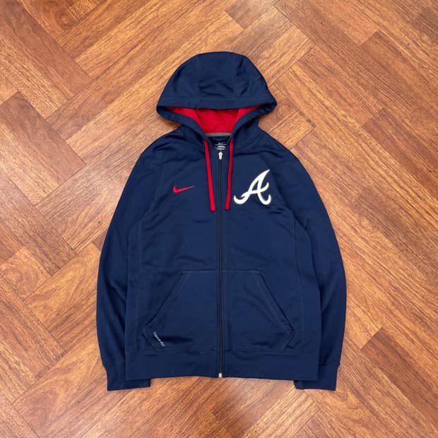 100 나이키 테르마핏 MLB 애틀란타 트레이닝 후드 집업 