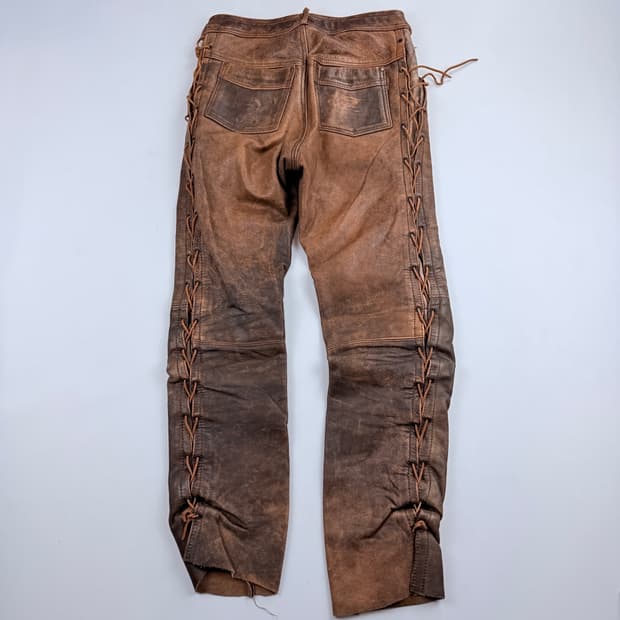 빈티지 브라운 웨스턴스타일 레더팬츠