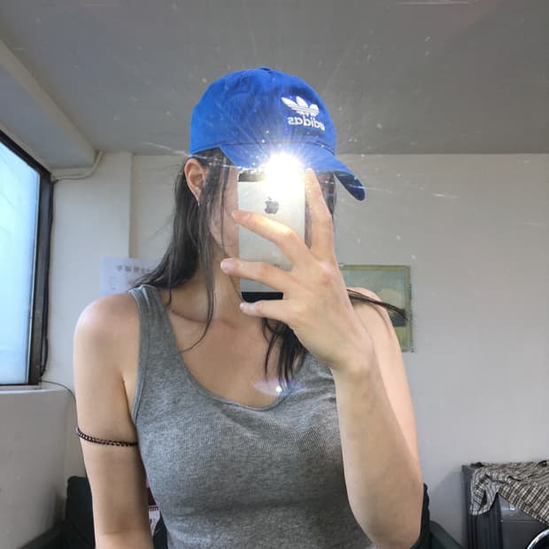 투티/A0 ADIDAS 빅로고 자수 볼캡 불꽃 로고 야구 모자 블루