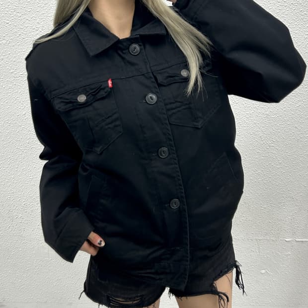 리바이스 블랙 데님 자켓 M