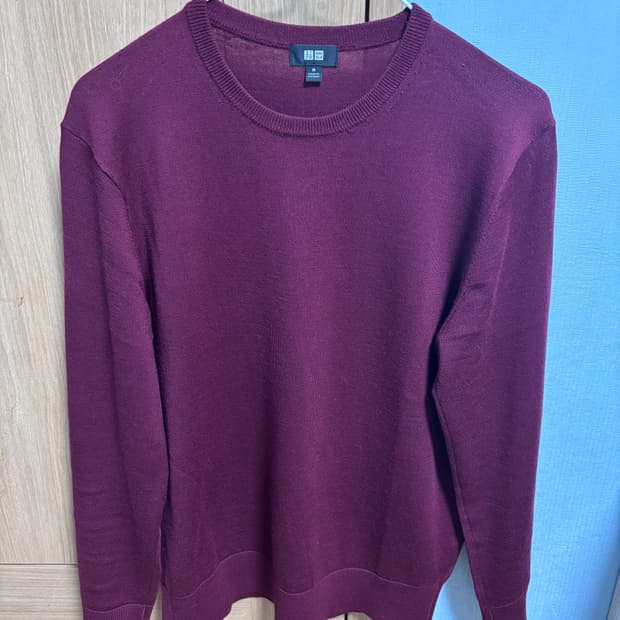 유니클로 메리노크루넥스웨터 18와인 M