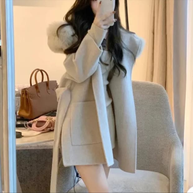 여리 퍼 후드 코트