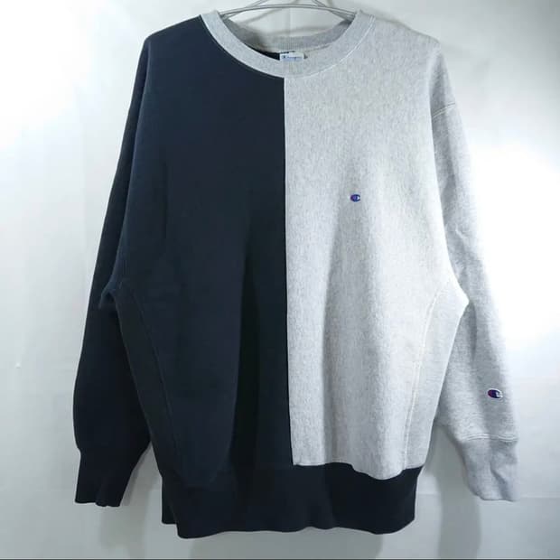 <신품급>빔즈(beams)X챔피온리버스위브 오버사이즈 투톤스웨트셔츠M