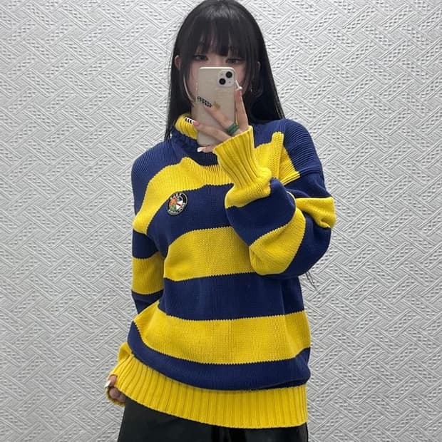 폴로 랄프로렌 레트로 80's 에스에치 머스타드 니트 100 C10337