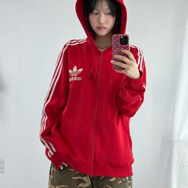 아디다스 레드 후드져지