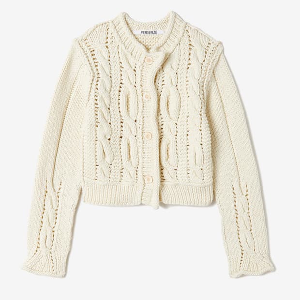 PERVERZE Hand Cable Washed Knit Cardigan