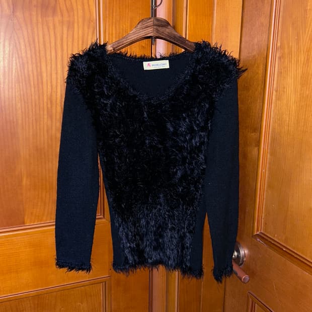 Rough Black Fur Knit