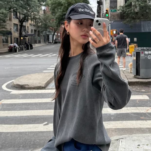 더바넷 Vero Pigment Waffle T-Shirt_Charcoal