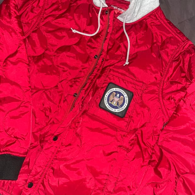 슈프림 17FW 퀄티드 라이너 후드 자켓