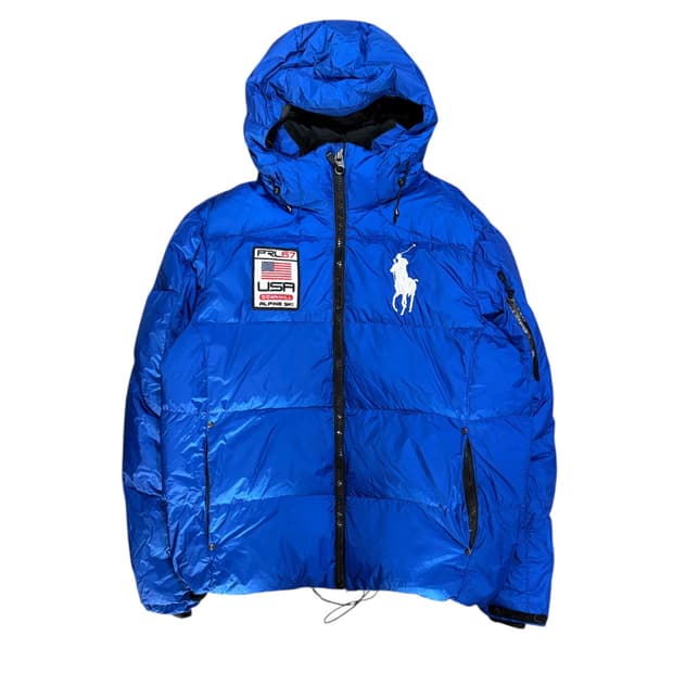 폴로 랄프로렌 치프키프 빅포니 성조기 패딩 블루