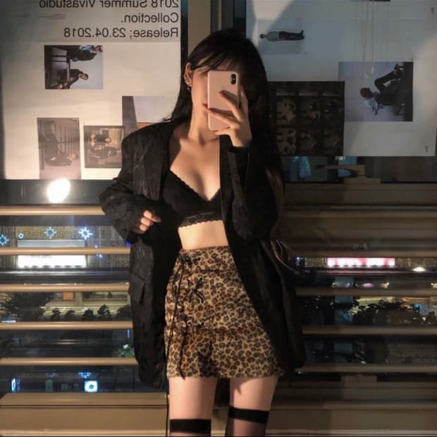 체리퀴리 호피 아일렛 스커트