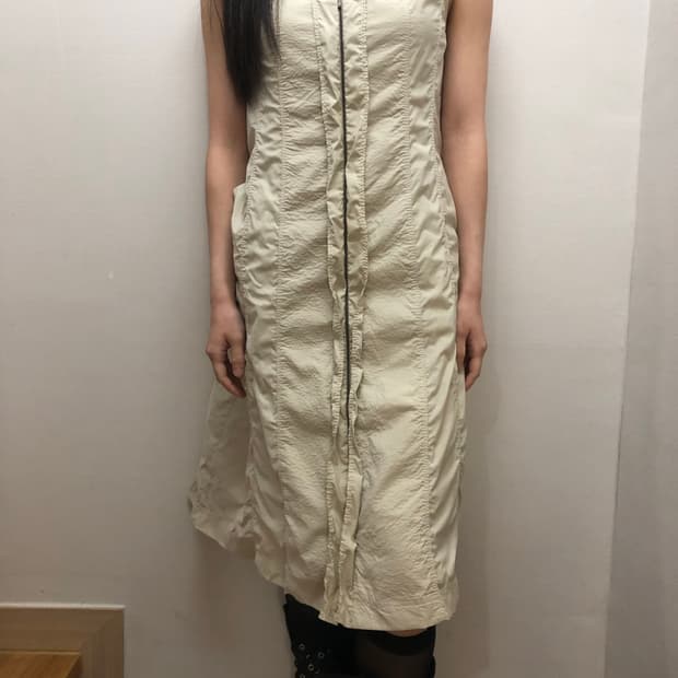 빈티지 베이지 셔링 롱 원피스