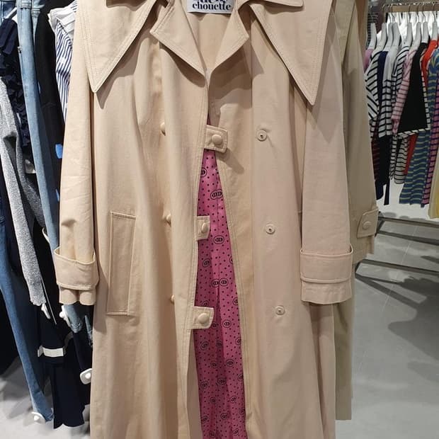 탈부착 가능한 테일러카라 케이프 베이지 트렌치 롱코트