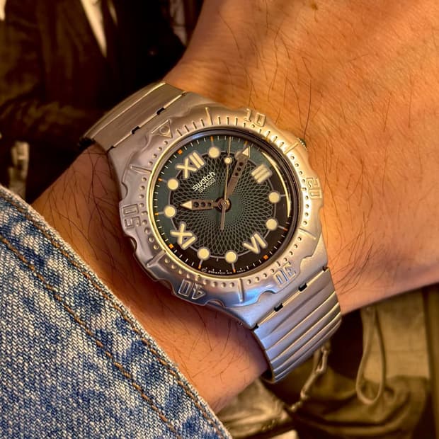 96년판) 빈티지 스와치 익스팬션 스트랩 실버 spaceship