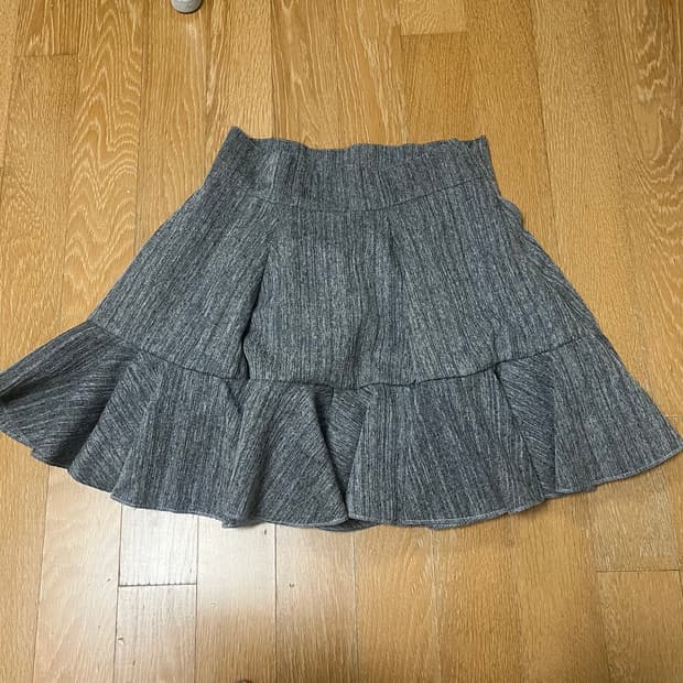 멜란지 그레이 티어드 캉캉 프릴 미니 스커트