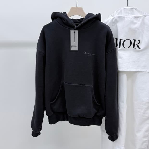 [S+급/오버핏S] 디올 꾸뛰르 백로고 후드티 블랙