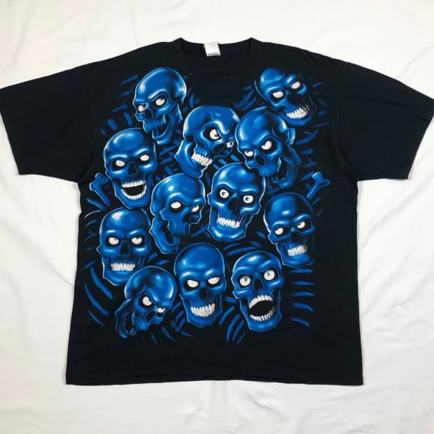 2001년도 리퀴드블루 스컬파일 반팔티셔츠