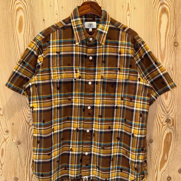 베이프 마일로 반팔 체크셔츠