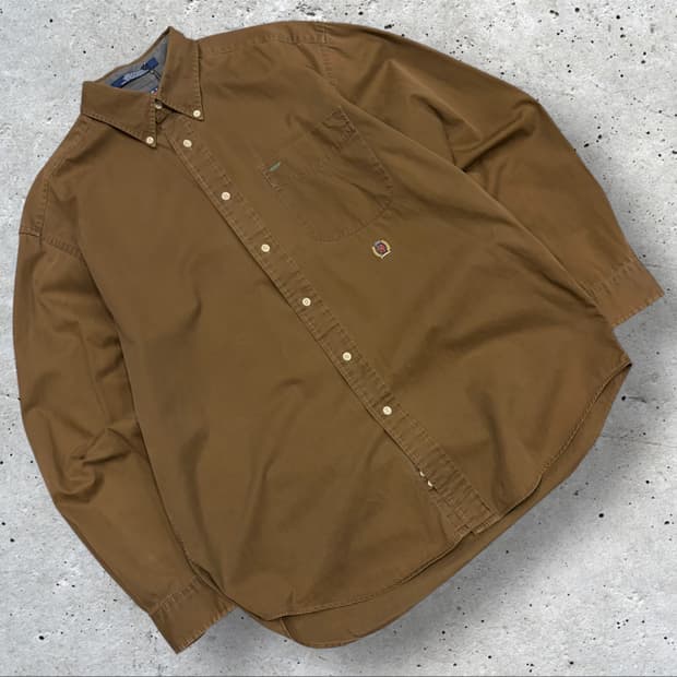 [M] 타미힐피거 월계수 빈티지 브라운 코튼 셔츠 C406