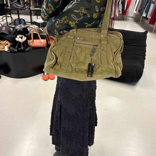 DIESEL corduroy tote bag yellow 