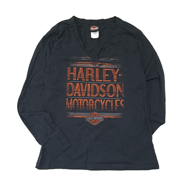 CL568 L 할리데이비슨 00s 미국판 벅아이 핑거홀 블랙 티셔츠