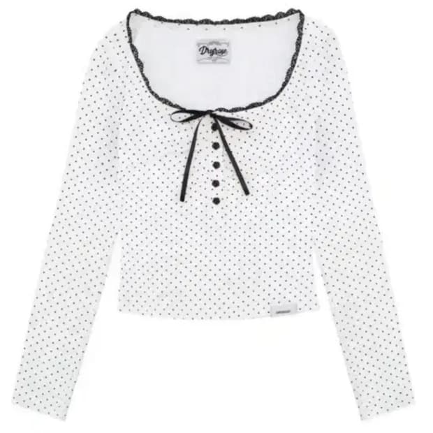 [미착용] 드라이로즈 벨라 도트탑 화이트