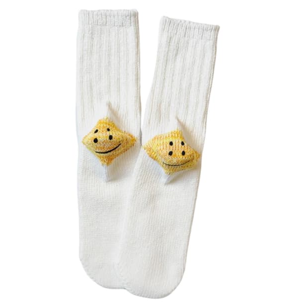 <KAPITAL> 캐피탈 56 피스 해피 힐 삭스 화이트