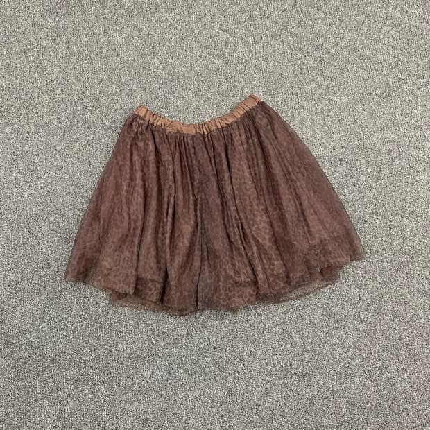 M)Japanese vintage 브라운 레오파드 캉캉 미니스커트