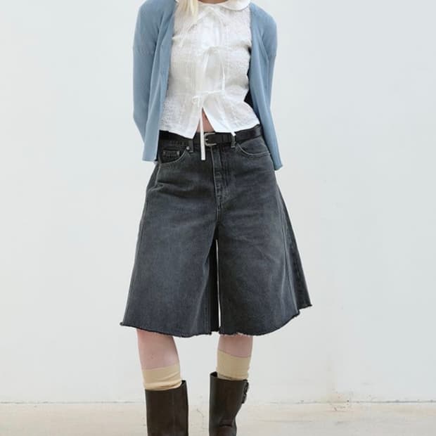 아옵트 aopt 버뮤다 팬츠 그레이 흑청 PANEL DENIM BERMU