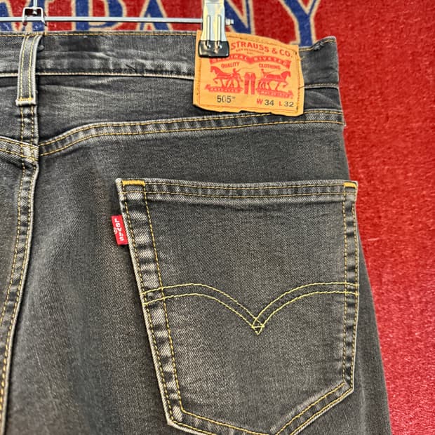 리바이스 505 흑청 34/32 옐로우스티치