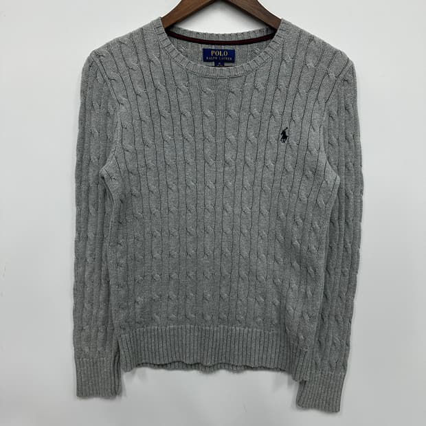 폴로 그레이 꽈배기 니트 