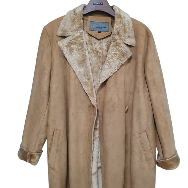 (77) 빈티지 카멜 베이지 롱 무스탕 코트 모리걸