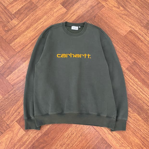 XL 칼하트 WIP 카키 해비스웻 맨투맨 티셔츠 