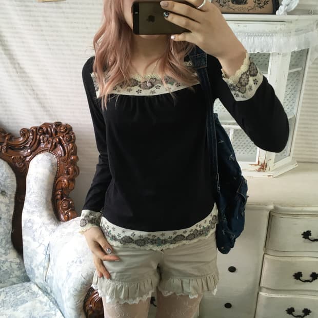 일본빈티지 모리 레이스 롱슬리브