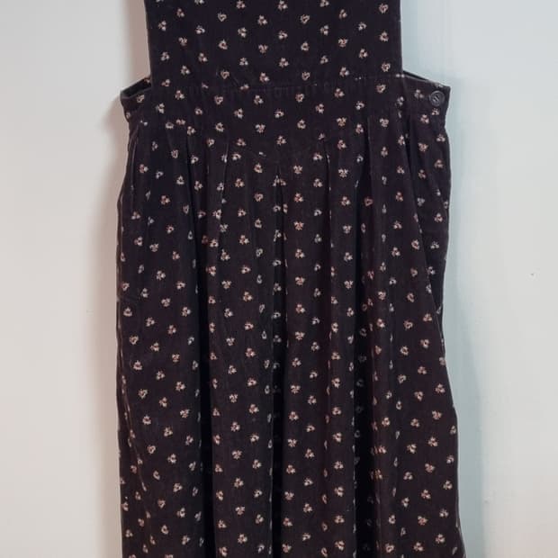 XS (44) 로라애슐리 브라운 코듀로이 멜빵 원피스