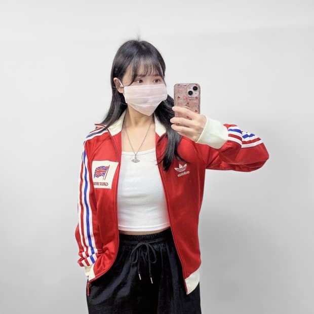 아디다스 구 영국 트랙탑 져지 레드 화이트
