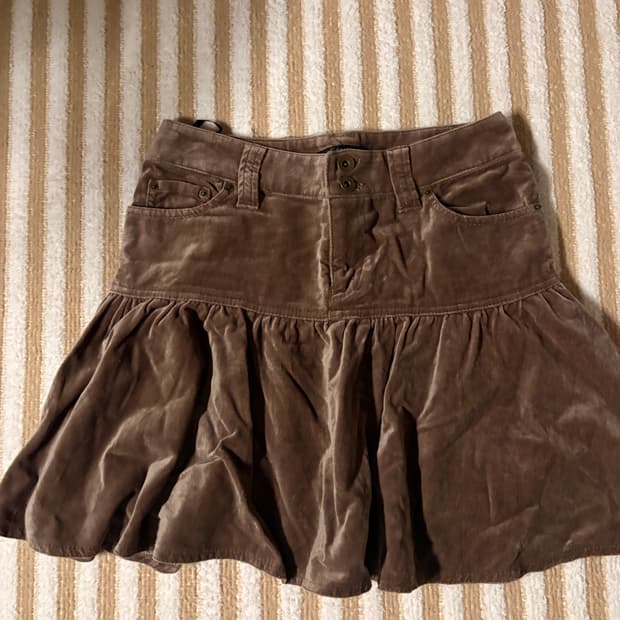 일본 빈티지 브라운 벨벳 미니 스커트 y2k 갸루걸