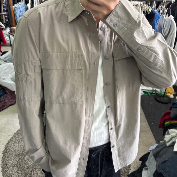 L 알레그리 라이트카키 써머코튼 투포켓 셔츠 남방