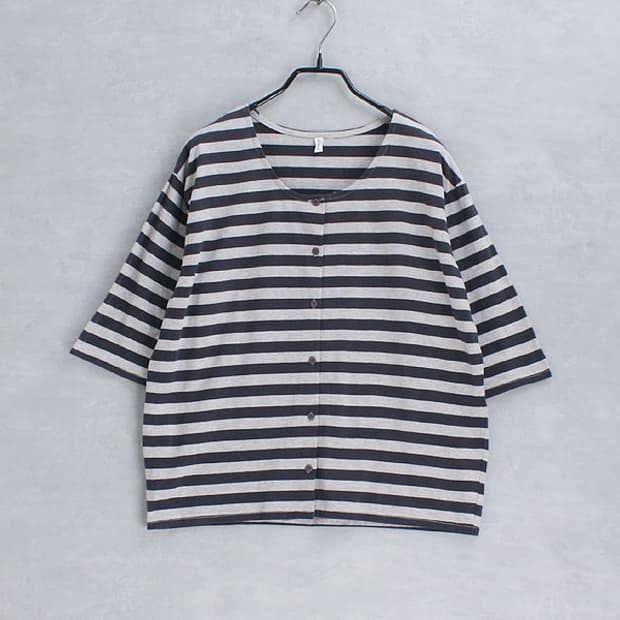 M.M.O. _ crew neck boarder cardigan