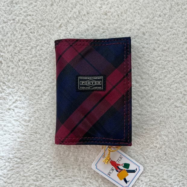 포터 스트랩 카드지갑 버건디