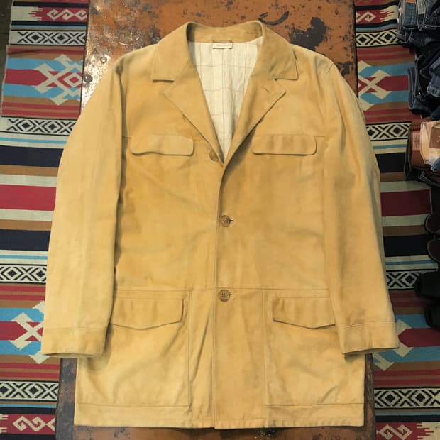 Italy Longhi 베이지 스웨이드 3버튼 자켓 남성 105 사이즈 