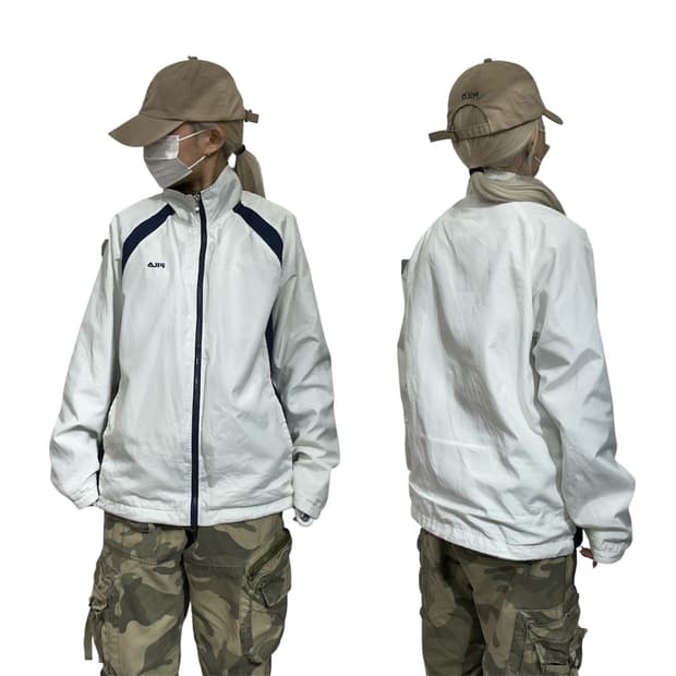 휠라 화이트 오버핏 바람막이 트랙 자켓 M