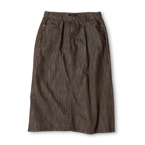 (32) 몬스터진 브라운 데님 롱 스커트 2XL