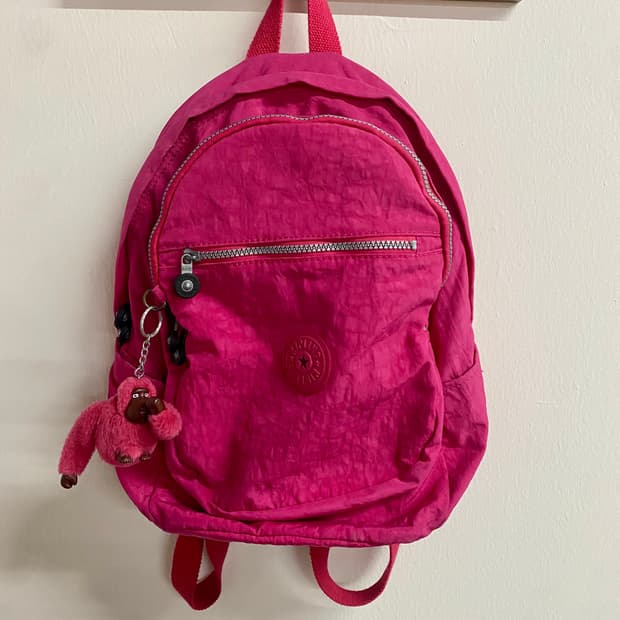키플링 핑크 나일론 백팩