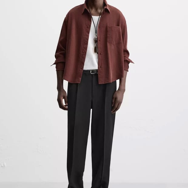 자라 블랙 플루이드 스트레이트 슬랙스