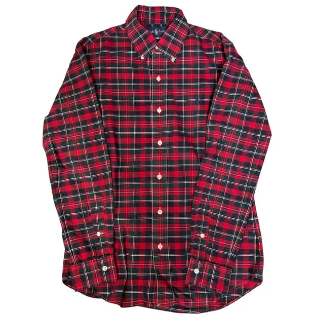 빈티지 폴로 랄프로렌 타탄체크셔츠 레드 S
